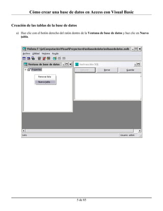Como crear una base de datos con visual basic | DOC