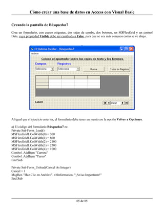Como crear una base de datos con visual basic | DOC