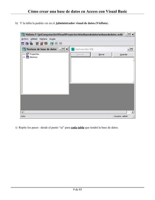 Como crear una base de datos con visual basic | DOC