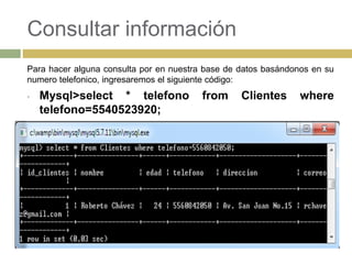 Mysql Clientes Como crear una base de datos (mysql) | PPTX