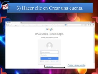 3) Hacer clic en Crear una cuenta.
 