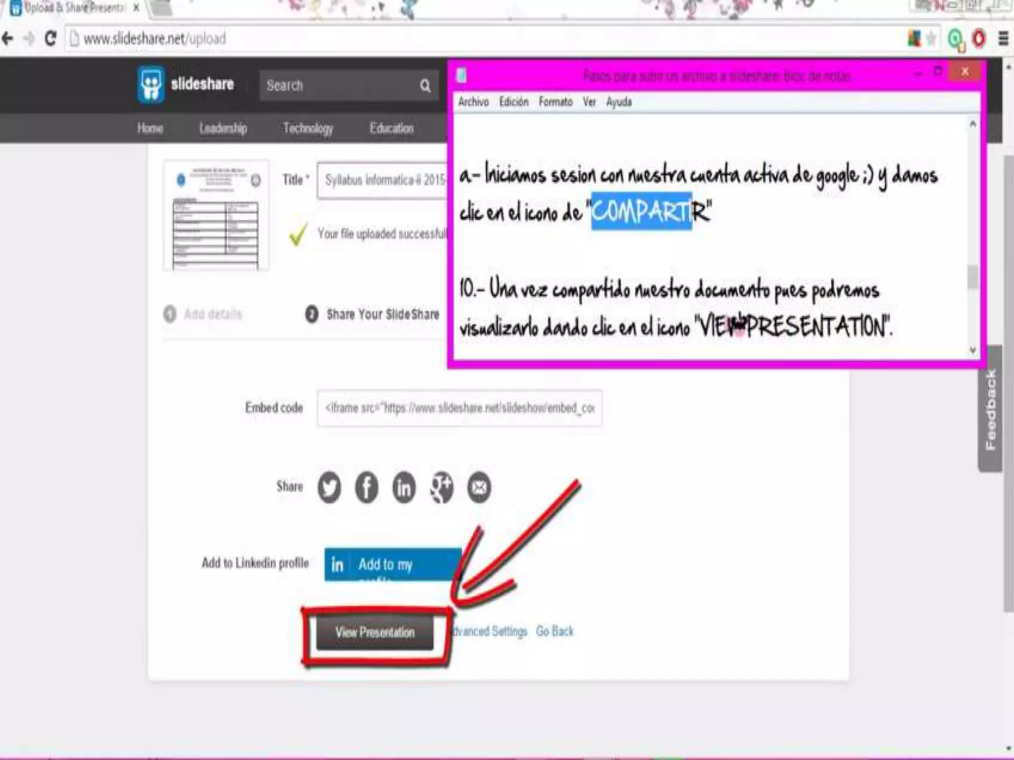 Como crear una cuenta en slideshare
