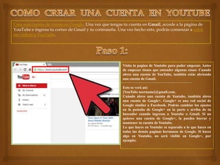 Como crear una cuenta en Youtube | PPT
