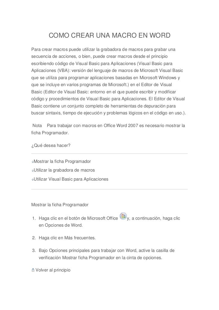 Como Crear Una Macros En Word