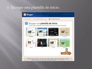    Escoger una plantilla de inicio.
 