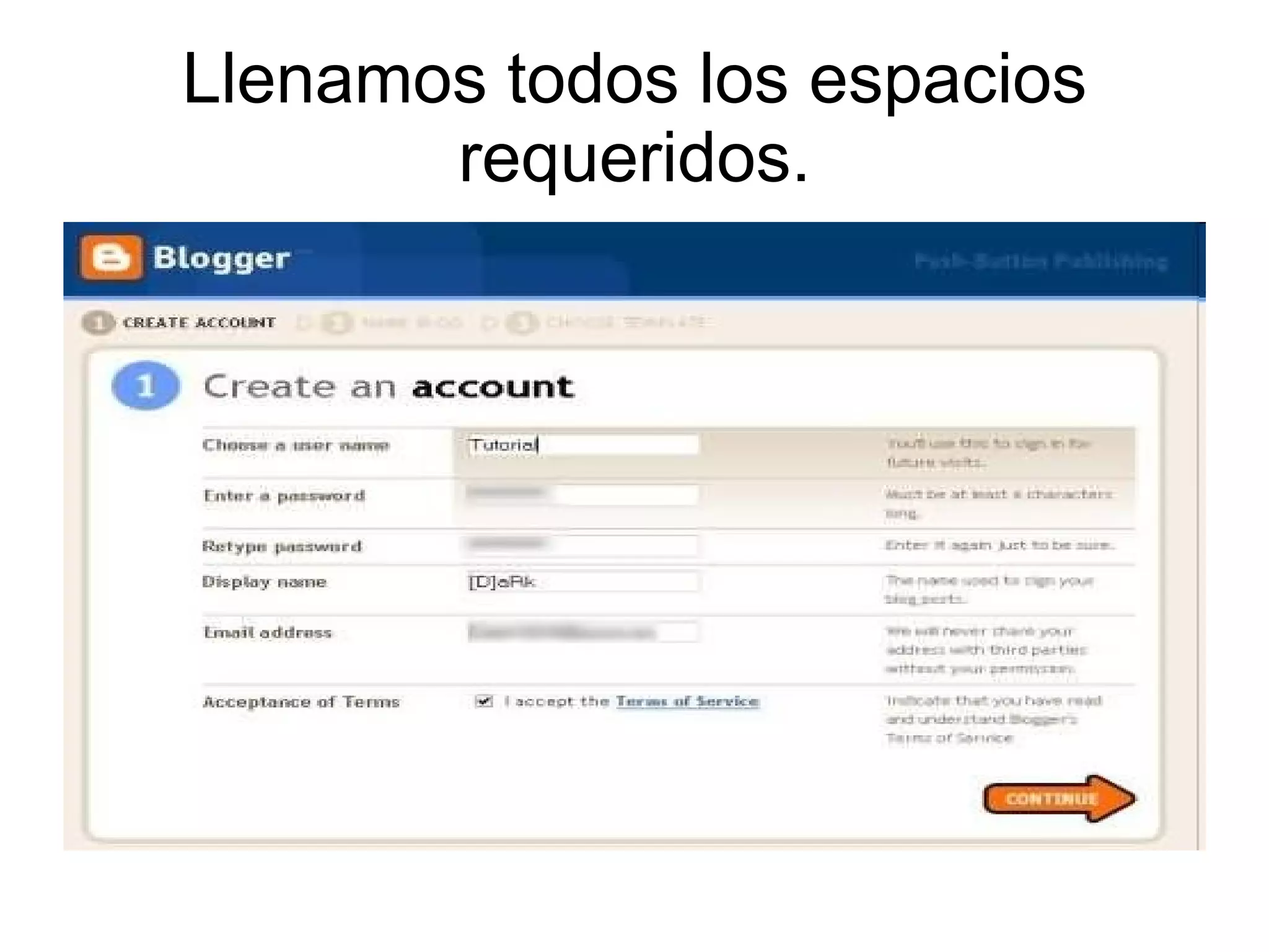 Llenamos todos los espacios requeridos. 