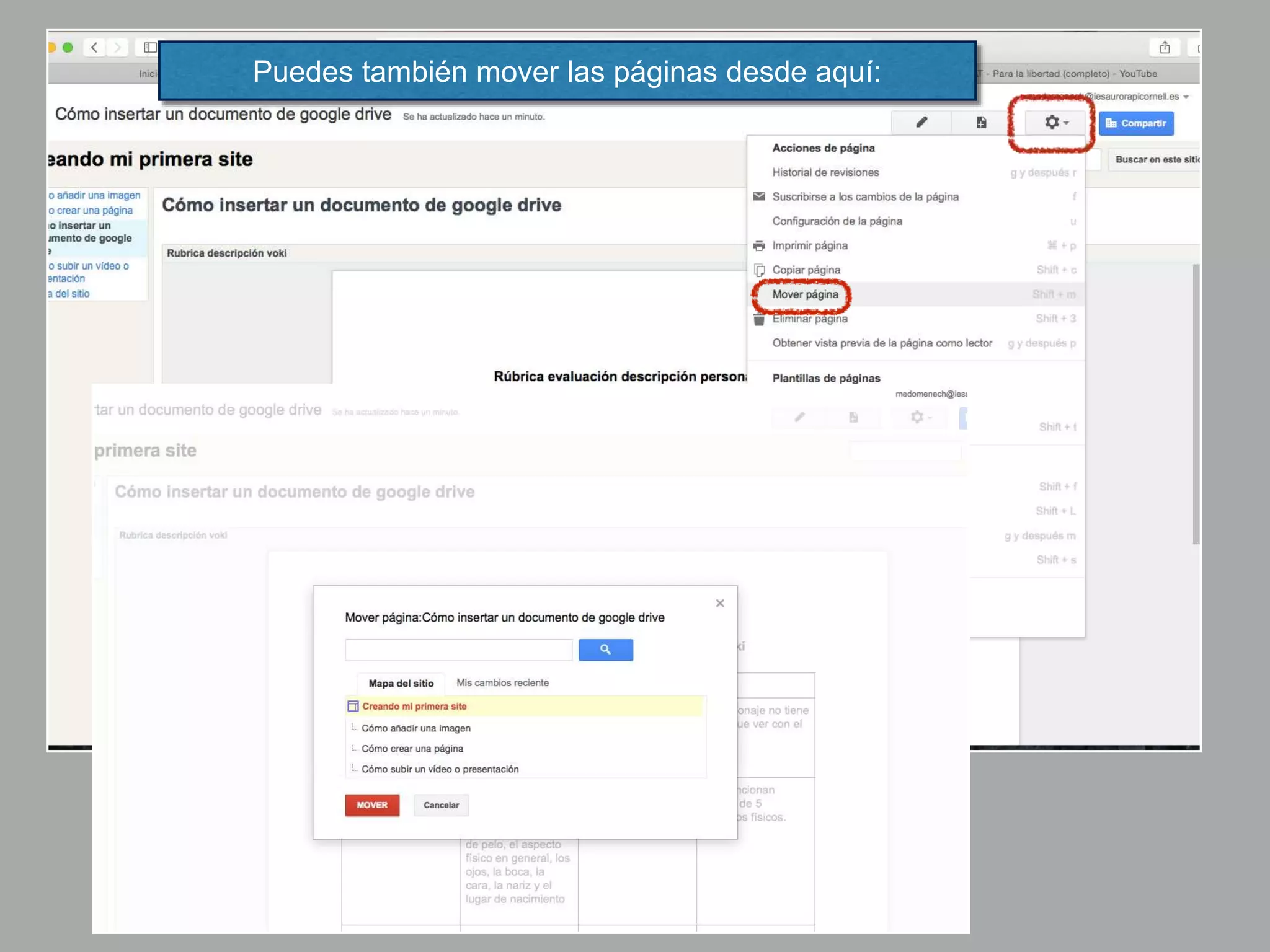 Puedes también mover las páginas desde aquí:
 