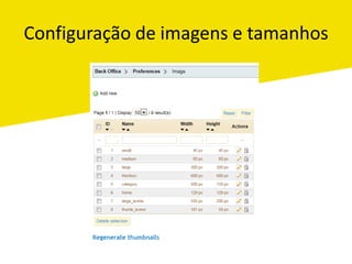 Configuração de imagens e tamanhos
