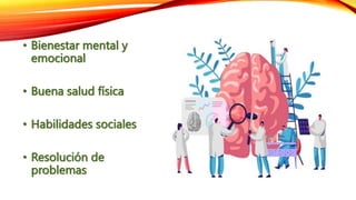 • Bienestar mental y
emocional
• Buena salud física
• Habilidades sociales
• Resolución de
problemas
 