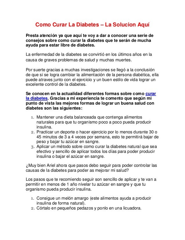 Como Curar La Diabetes – La Solucion Aquí Como Curar La Diabetes – La Solucion Aquí