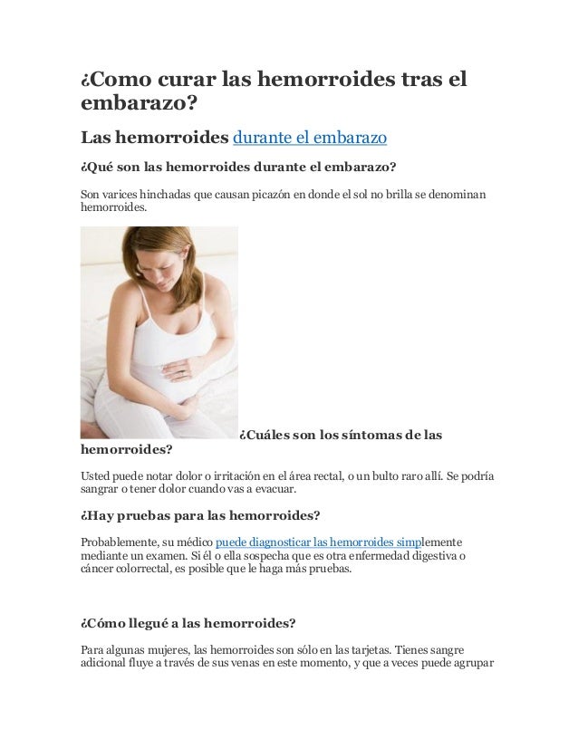 Como Curar Las Hemorroides Tras El Embarazo