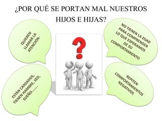 ¿POR QUÉ SE PORTAN MAL NUESTROS
HIJOS E HIJAS?
 