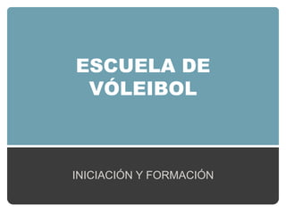 ESCUELA DE
 VÓLEIBOL



INICIACIÓN Y FORMACIÓN
 