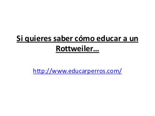 Si quieres saber cómo educar a un
            Rottweiler…

    http://www.educarperros.com/
 