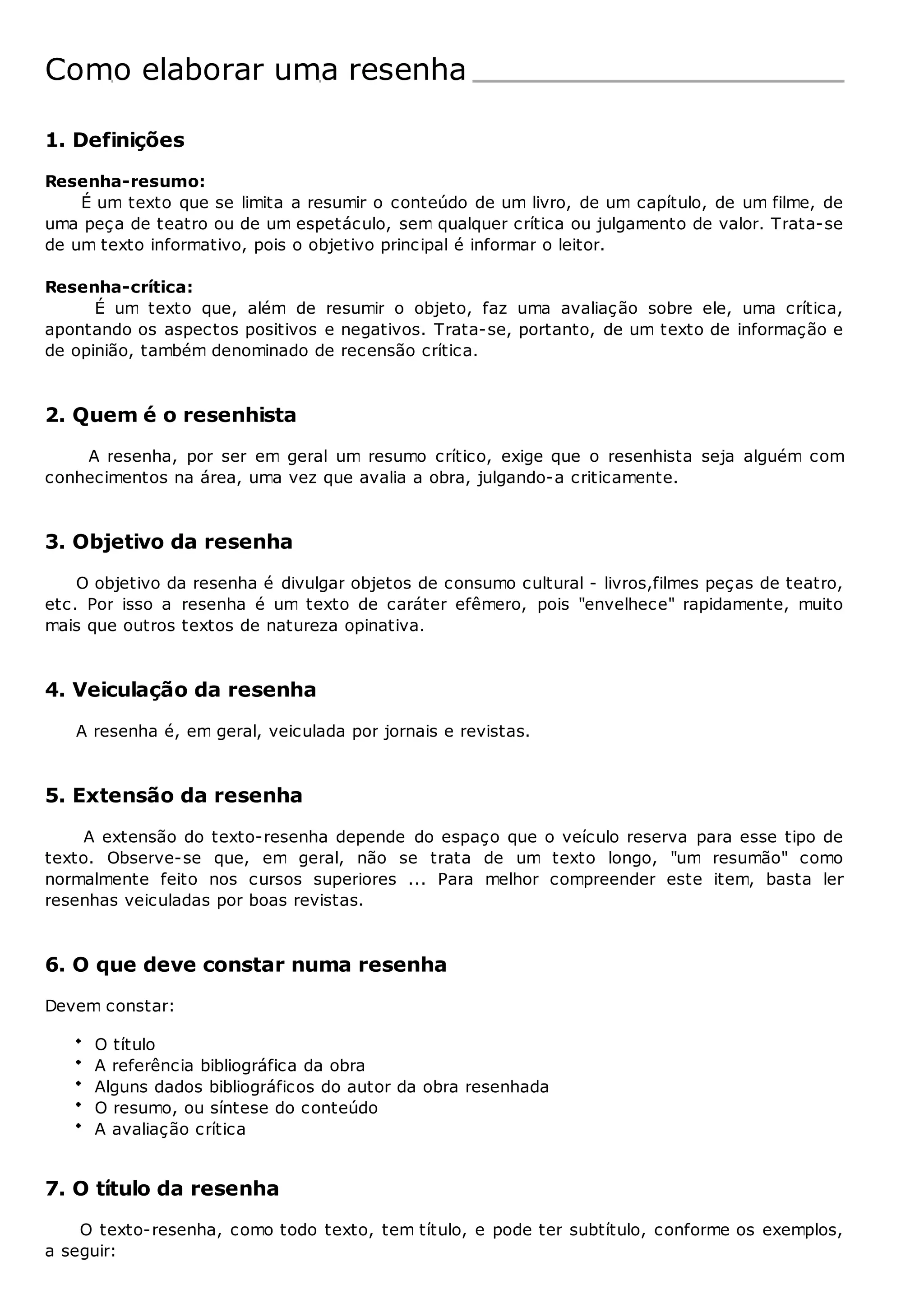 Como elaborar uma resenha | PDF