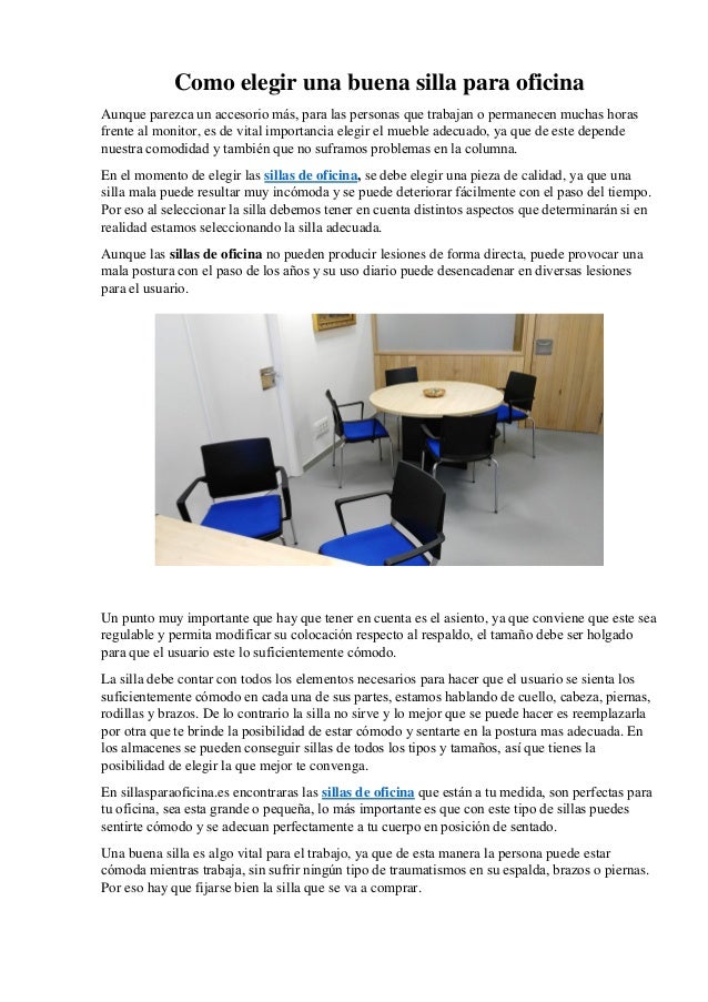 Como elegir una buena silla para oficina
