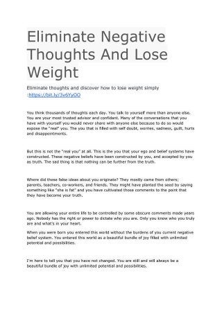 Eliminate thoughts and discover how to lose weight simply