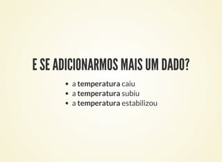 E SE ADICIONARMOS MAIS UM DADO?
a temperatura caiu
a temperatura subiu
a temperatura estabilizou
 