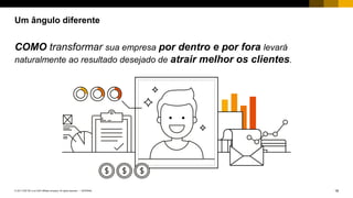 18INTERNAL© 2017 SAP SE or an SAP affiliate company. All rights reserved. ǀ
Um ângulo diferente
COMO transformar sua empresa por dentro e por fora levará
naturalmente ao resultado desejado de atrair melhor os clientes.
 