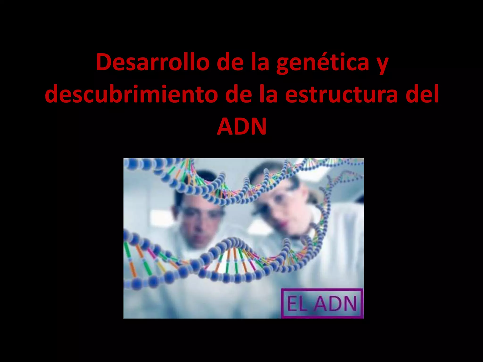 Desarrollo de la genética y
descubrimiento de la estructura del
ADN
 