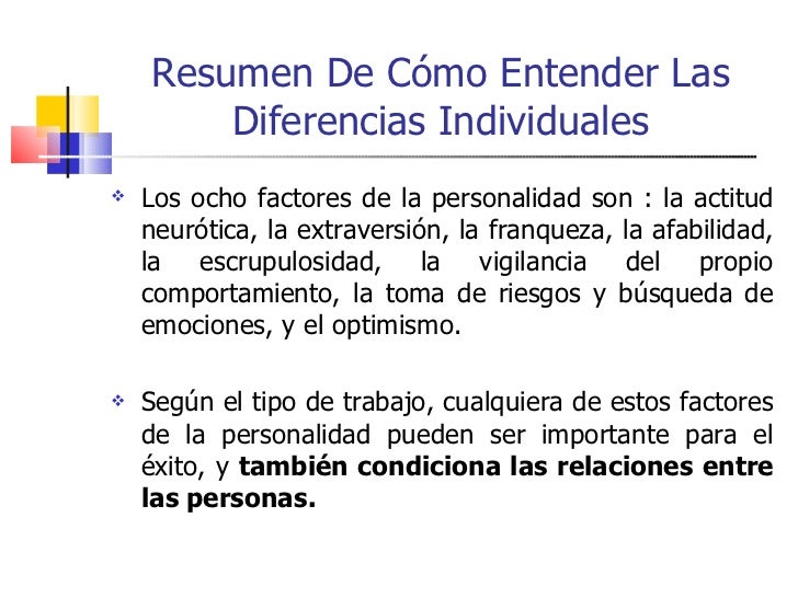 Como Entender Las Diferencias Individuales Ii