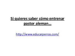 Si quieres saber cómo entrenar
        pastor aleman…

   http://www.educarperros.com/
 