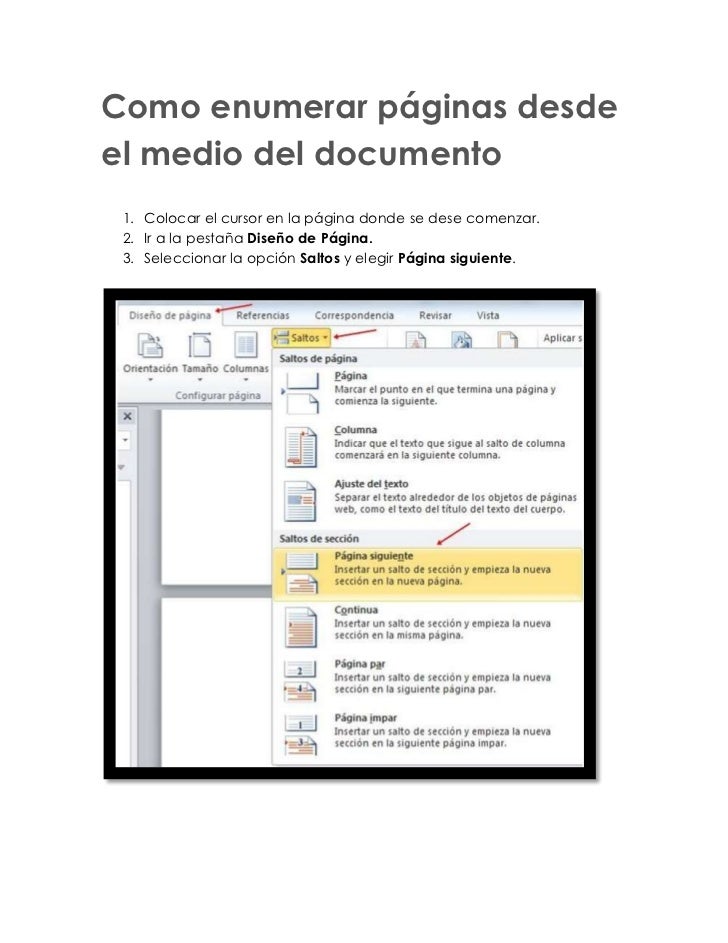 Como enumerar páginas en word 2010