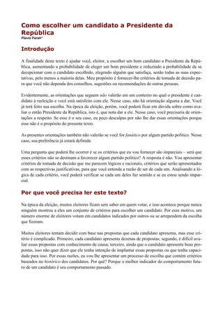 Como escolher um candidato a Presidente da República | PDF