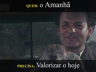 QUER:

PRECISA:

o Amanhã

Valorizar o hoje

 