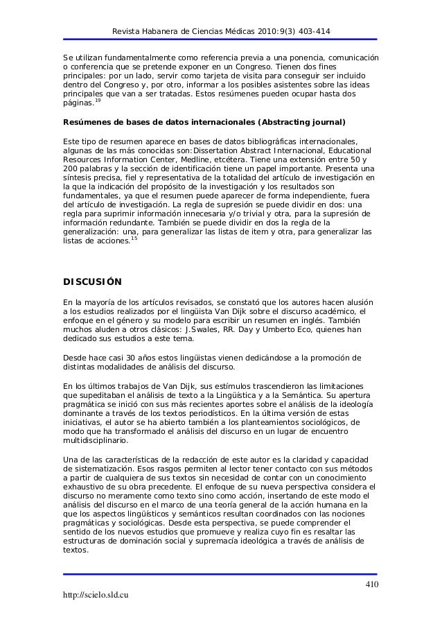 modelos de resumen en ingles