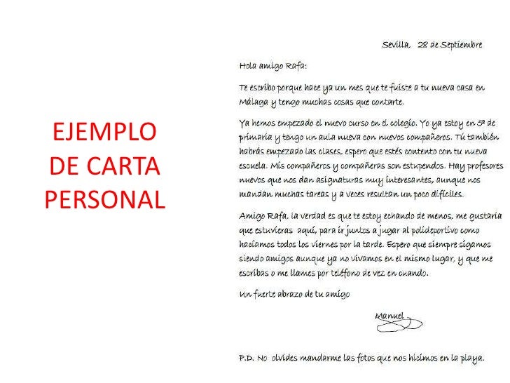 Como escribir una carta personal