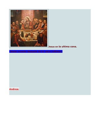 Jesus en la ultima cena.

Jesús orando después de la cena (ultima).




Andrea:
 