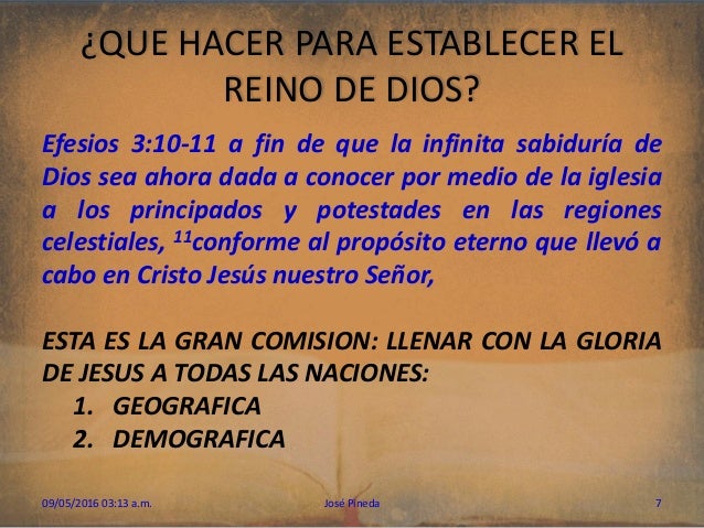 Como establecer el reino de Dios.
