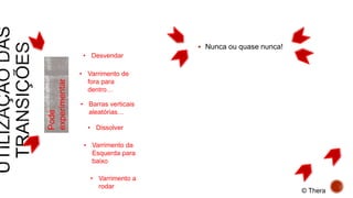  Nunca ou quase nunca!
• Barras verticais
aleatórias…
Pode
experimentar
• Desvendar
• Dissolver
• Varrimento de
fora para
dentro…
• Varrimento da
Esquerda para
baixo
• Varrimento a
rodar
© Thera
 