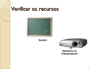 Verificar os recursos Quadro Datashow ou Videoprojector 