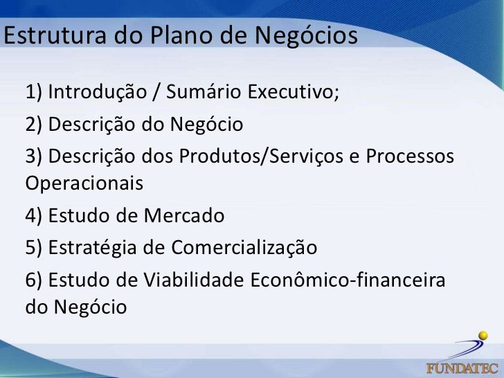 O plano de negocios
