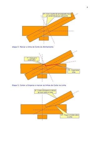 etapa 4: Marcar a linha de Corte do Alinhamento
Etapa 5: Cortar a Empena e marcar as linhas de Corte na Linha
4
 