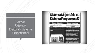 Voto e
Sistemas
Eleitorais: sistema
Proporcional
 