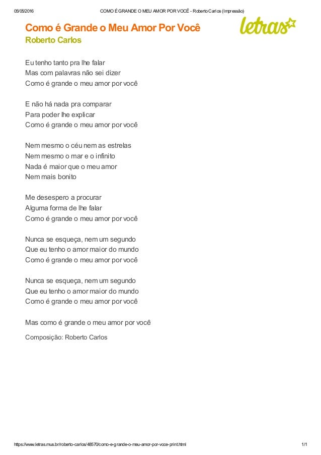 Como é grande o meu amor por você roberto carlos (impressão)
