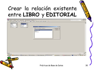 Crear la relación existente entre  LIBRO  y  EDITORIAL 