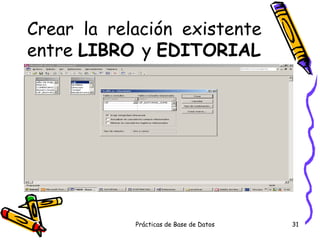 Crear la relación existente entre  LIBRO  y  EDITORIAL 