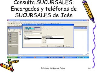 Consulta SUCURSALES: Encargados y teléfonos de SUCURSALES de Jaén 