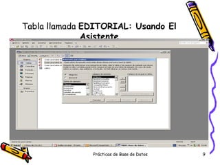 Tabla llamada  EDITORIAL: Usando El Asistente 