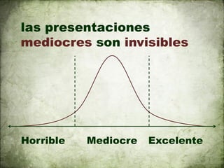 las presentaciones
mediocres son invisibles




Horrible   Mediocre   Excelente
 