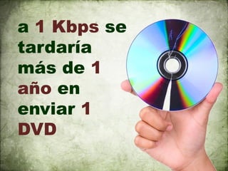 a 1 Kbps se
tardaría
más de 1
año en
enviar 1
DVD
 