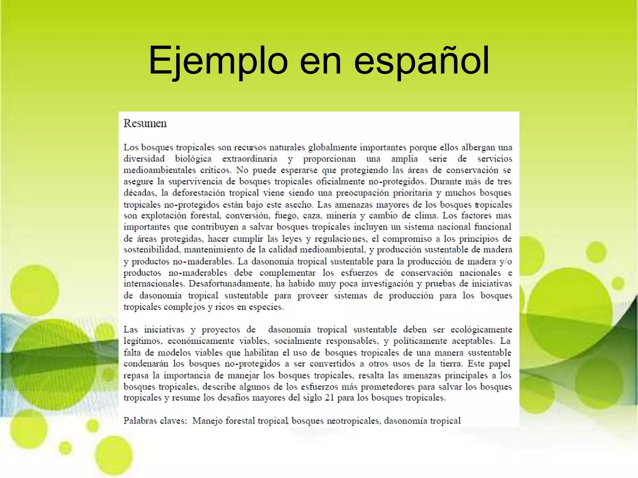 Ejemplo en español
