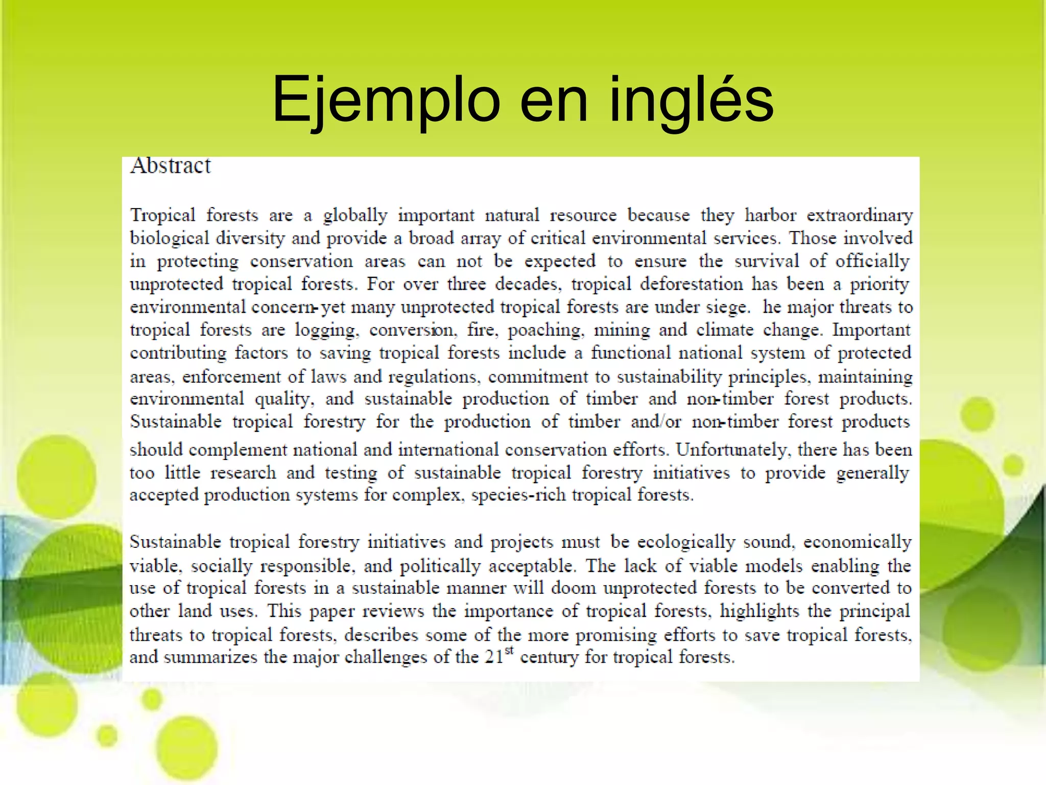 Ejemplo en inglés