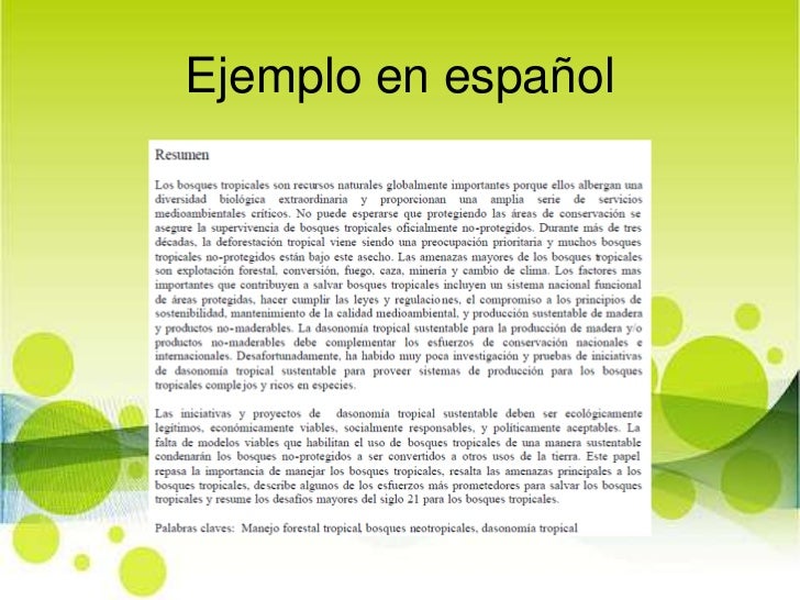 modelos de resumen en ingles