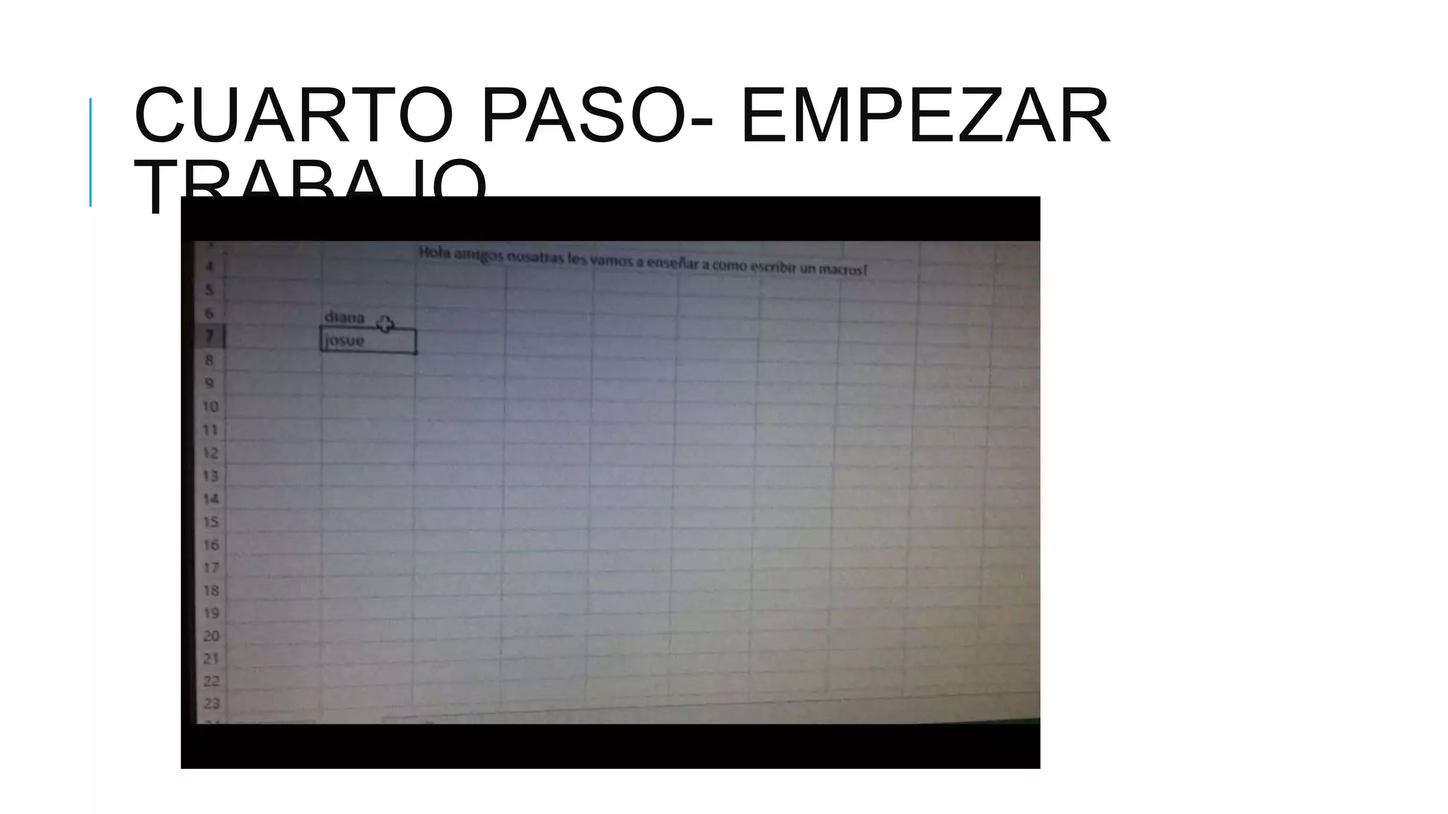 CUARTO PASO- EMPEZAR
TRABAJO
 