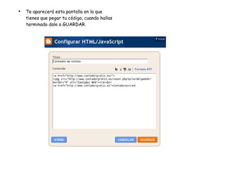 Te aparecerá esta pantalla en la que tienes que pegar tu código, cuando hallas terminado dale a GUARDAR. 